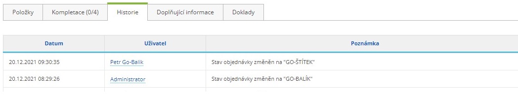 GO balík – shoptet Změna stavu objednávky